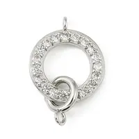 Brass Micro Pave Clear Cubic Zirconia Ring Connector Charms