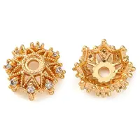 Brass Micro Pave Clear Cubic Zirconia Bead Caps