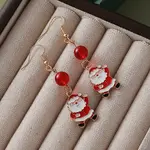 Alloy Enamel Santa Claus Dangle Earrings