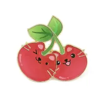Cat Shape with Cherry Enamel Pins