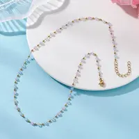 Handmade Faceted Rondelle Glass Beaded Link Chain Necklaces