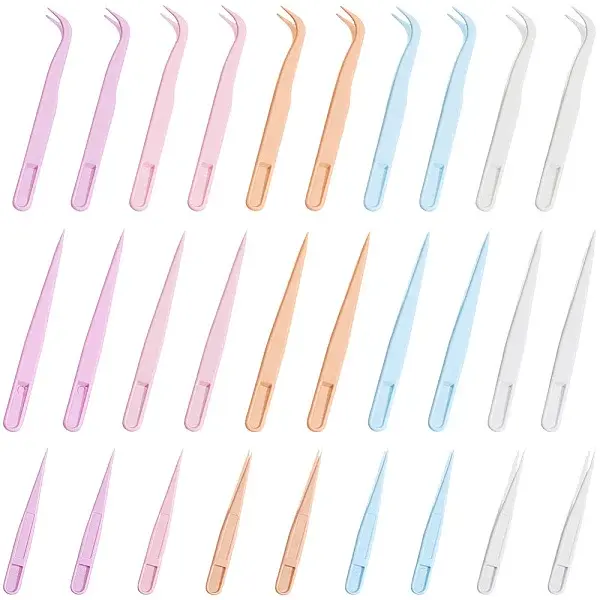 60Pcs 15 Styles PP Plastic Tweezers