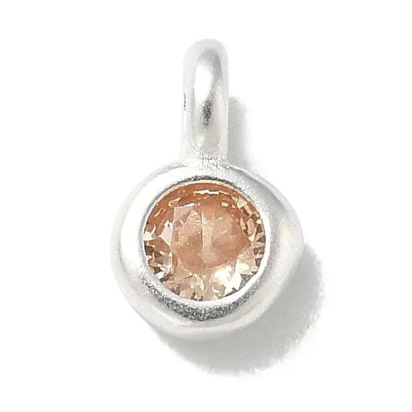 925 Sterling Silver Cubic Zirconia Flat Round Charms