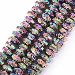 Electroplated Natural Lava Rock Beads Strands