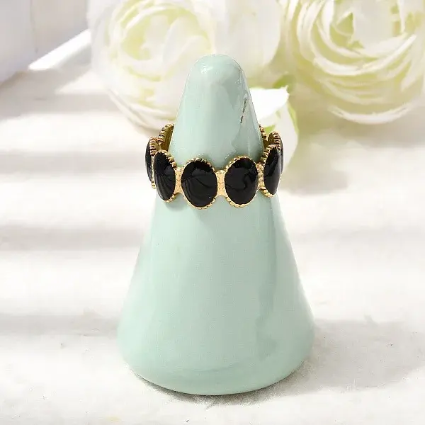 Oval 304 Stainless Steel Open Cuff Rings for Women