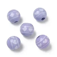 Valentine's Day Spray Painted & Printed Wood European Beads