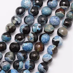 Natural Fire Crackle Agate Bead Strands