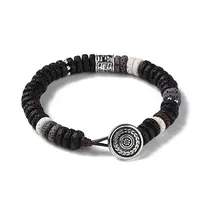 Dyed Natural Lava Rock Disc Beaded Bracelet