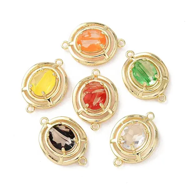 Brass with Glass Connector Charms