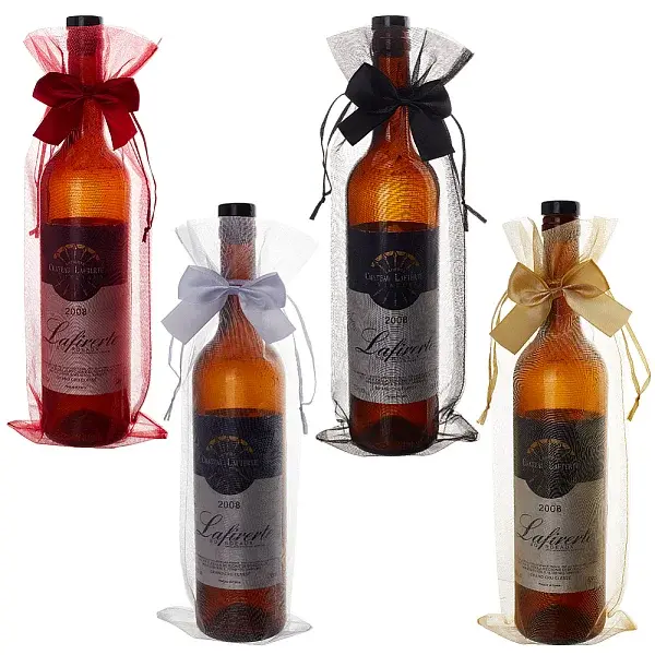 24Pcs 4 Colors Organza Wine Storage Drawstring Bags