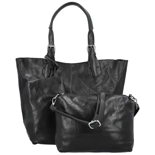 Trendy dámský koženkový set kabelek Catia, černý