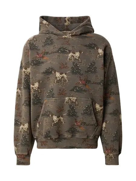 Abercrombie & Fitch Mikina 'ESSENTIAL'  hnedá / kaki / jedľová / šedobiela