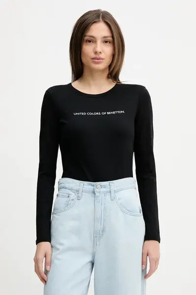 Bavlněné tričko s dlouhým rukávem United Colors of Benetton