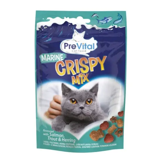 PreVital Marine Crispy Mix maškrty pre mačky - losos, pstruh a sleď 8 x 60 g dátum spotreby: 31.01.2026
