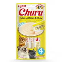 Inaba Cat Ciao Churu krémové krmivo pro kočky - kuřecí, sýr, hovězí 4 x 14 g