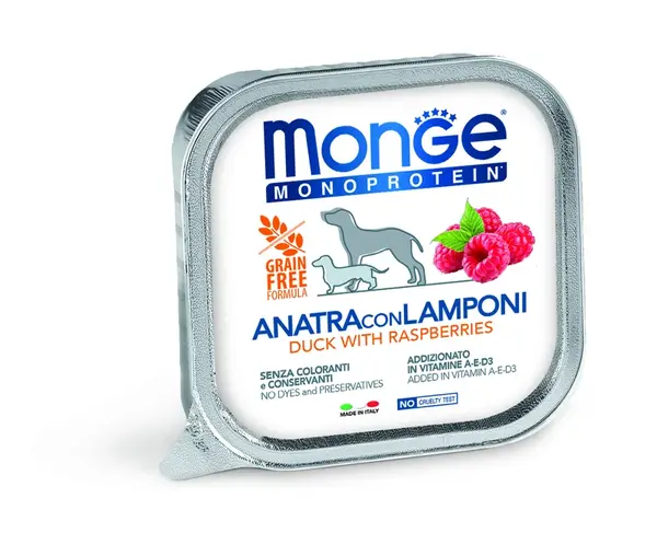 Monge Dog Monoprotein Fruits paté - kachní a maliny 150 g