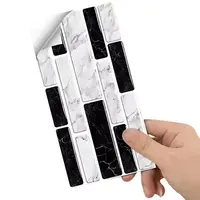 3D Dlaždicová Samolepiaca Tapeta 24ks - Biela / Čierna H36856