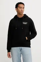 Mikina Guess Jeans pánská, černá barva, s kapucí, vzorovaná, M5BQ27 K9V31