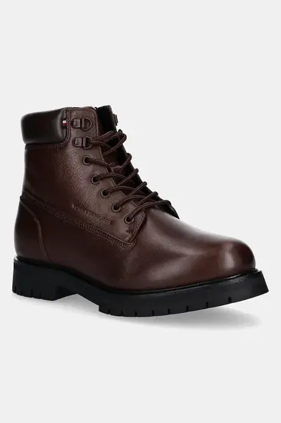 Kožené trapery Tommy Hilfiger FLEX TH OUTDOOR RS LTH BOOT