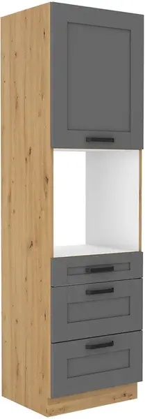 Vysoká skříňka pro vestavnou troubu Luna 60 DPS-210 3S 1F - Prmeium Box Barva korpusu: Dub artisan, Barva dvířek: Dust Grey