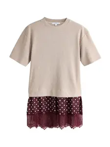 Next Pletené šaty  béžová / vínovo červená / biela
