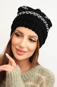 Dámská zimní čepice s vzorem K425 černá