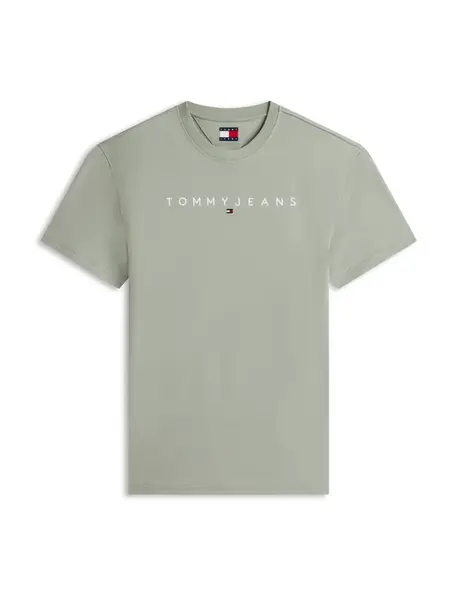 Tommy Jeans Tričko 'Linear Logo'  pastelovo modrá / biela