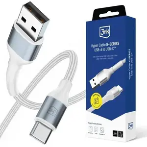 3mk Hyper Cable N-SERIES USB-A / USB-C 1m 9V/2A 18W bílá / černá