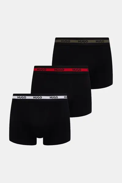 HUGO přiléhavé boxerky pánské bavlněné s elastanem TRIPLET PLANET 3-pack