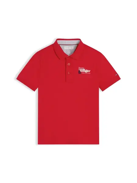 TOMMY HILFIGER Tričko 'Regular Fit Graphic Embroidery'  červená / biela