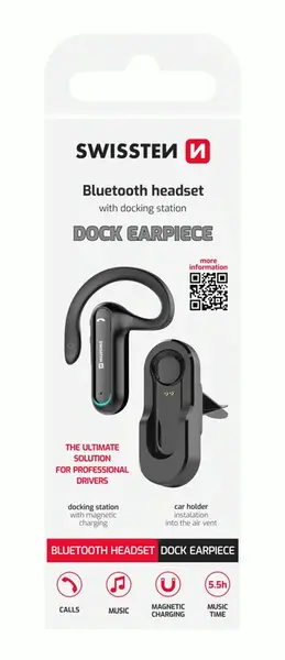 BLUETOOTH HEADSET SWISSTEN DOCK EARPIECE, ČERNÁ