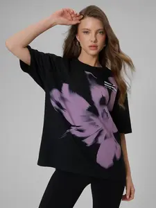 Dámské loose tričko s potiskem 4f černá l