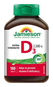 Jamieson Vitamín D3 2500 IU 180 tablet