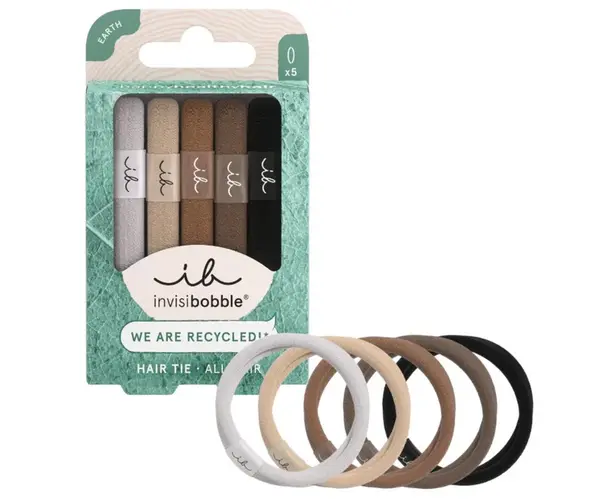 Gumičky do vlasů z recyklovaného materiálu Invisibobble Hair Tie Mocha - 5 ks + dárek zdarma
