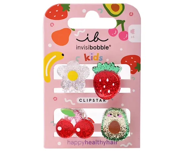 Dětské veselé skřipečky do vlasů Invisibobble Clipstar Frutti Fun - 4 ks + dárek zdarma