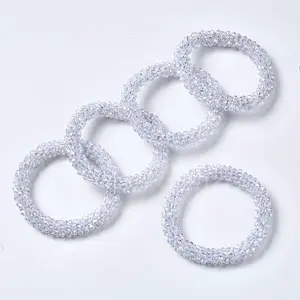 Faceted Transparent Glass Beads Stretch Bracelets