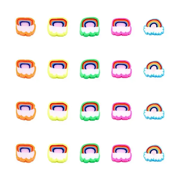 100Pcs 5 Style Handmade Polymer Clay Beads