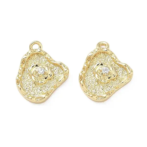 Brass Micro Pave Clear Cubic Zirconia Charms