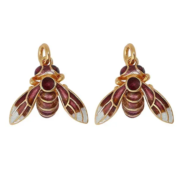2Pcs 925 Sterling Silver Enamel Bees Pendants