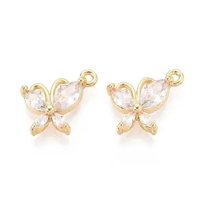 Brass Pave Clear Cubic Zirconia Pendants