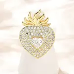 Brass Micro Pave Clear Cubic Zirconia Cuff Rings