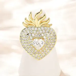 Brass Micro Pave Clear Cubic Zirconia Cuff Rings