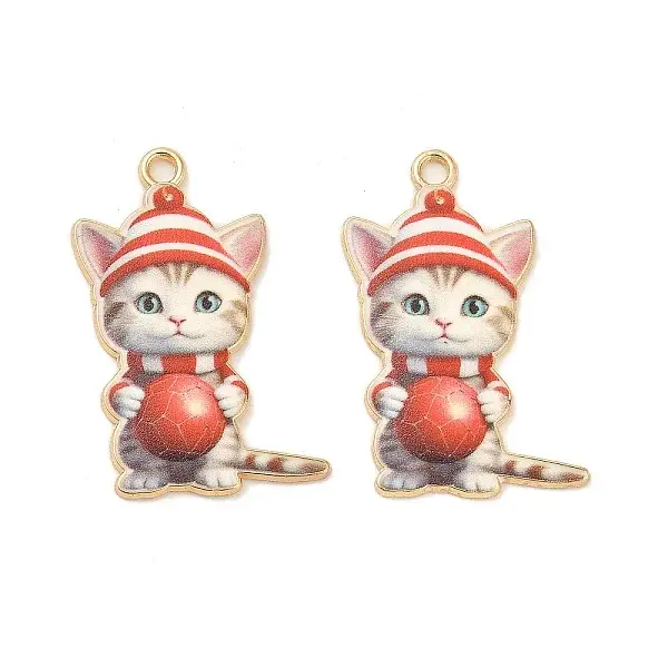 Rack Plating Christmas Alloy Enamel Pendants