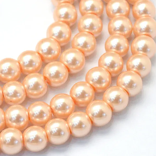 Baking Paint Pearlized Glass Pearl Round Bead Strands