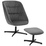 MID.YOU KŘESLO S PODNOŽKOU, textil, šedá