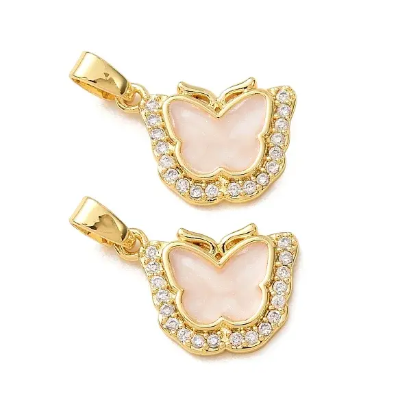 Brass Micro Pave Clear Cubic Zirconia Pendants
