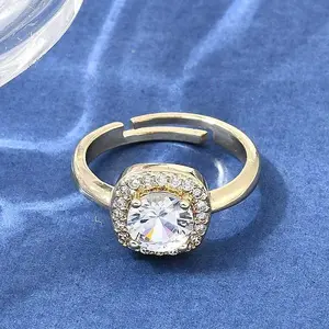 Brass Micro Pave Clear Cubic Zirconia Cuff Open Rings