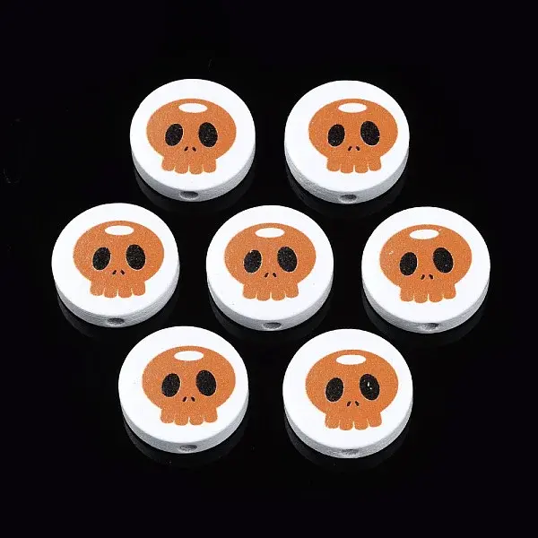 Halloween Printed Natural Wood Beads