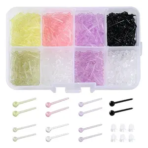 700Pcs 7 Colors Plastic Tiny Ball Stud Earrings