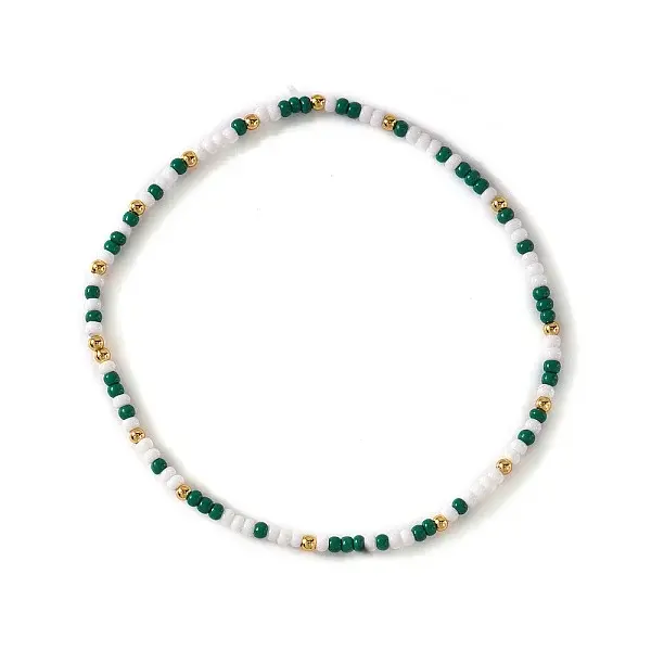 St. Patrick's Day Brass & Glass Seed Bead Stretch Bracelets for Women